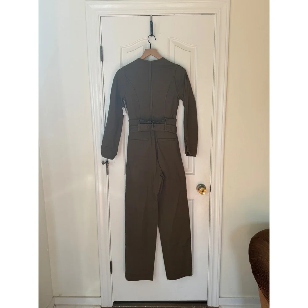 NWT Sea New York | Scout Long Sleeve Jumpsuit Olive Green Sz 0‎ Straight Leg